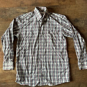 Men's Onward Reserve Casual Button Down Shirt S White Blue Plaid